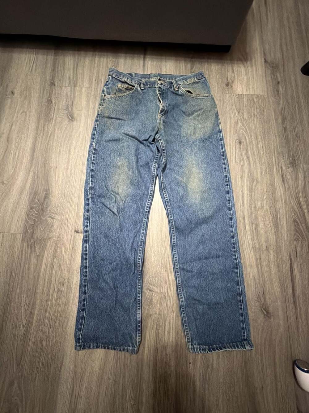 Vintage Blue Denim Relaxed Fit Workwear Jeans